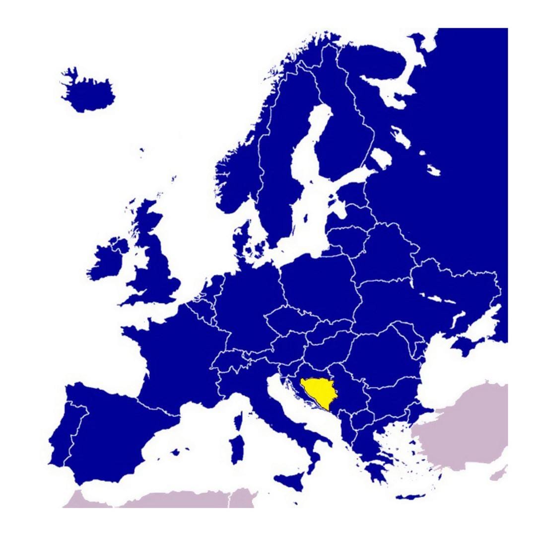 Mapa Bosne a Hercegovine európe