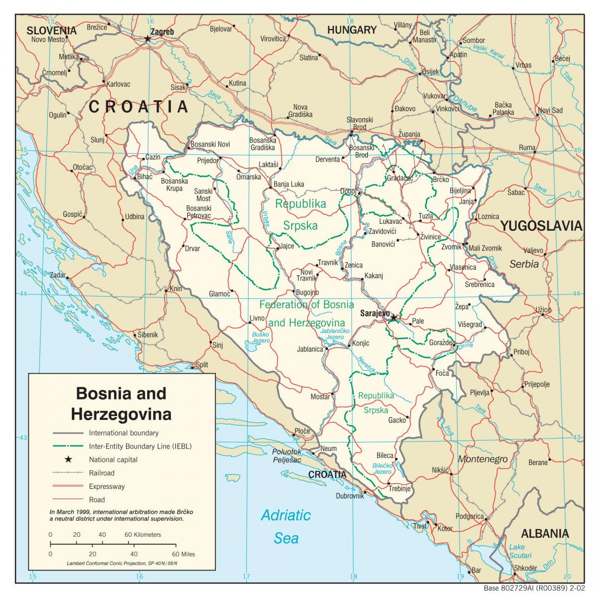 Bosna a Hercegovina mapu