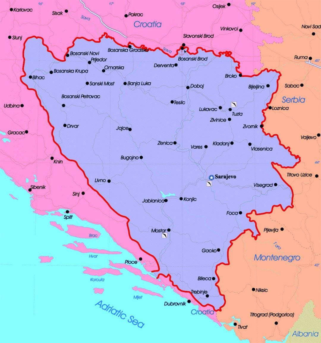 Bosna a Hercegovina politickú mapu