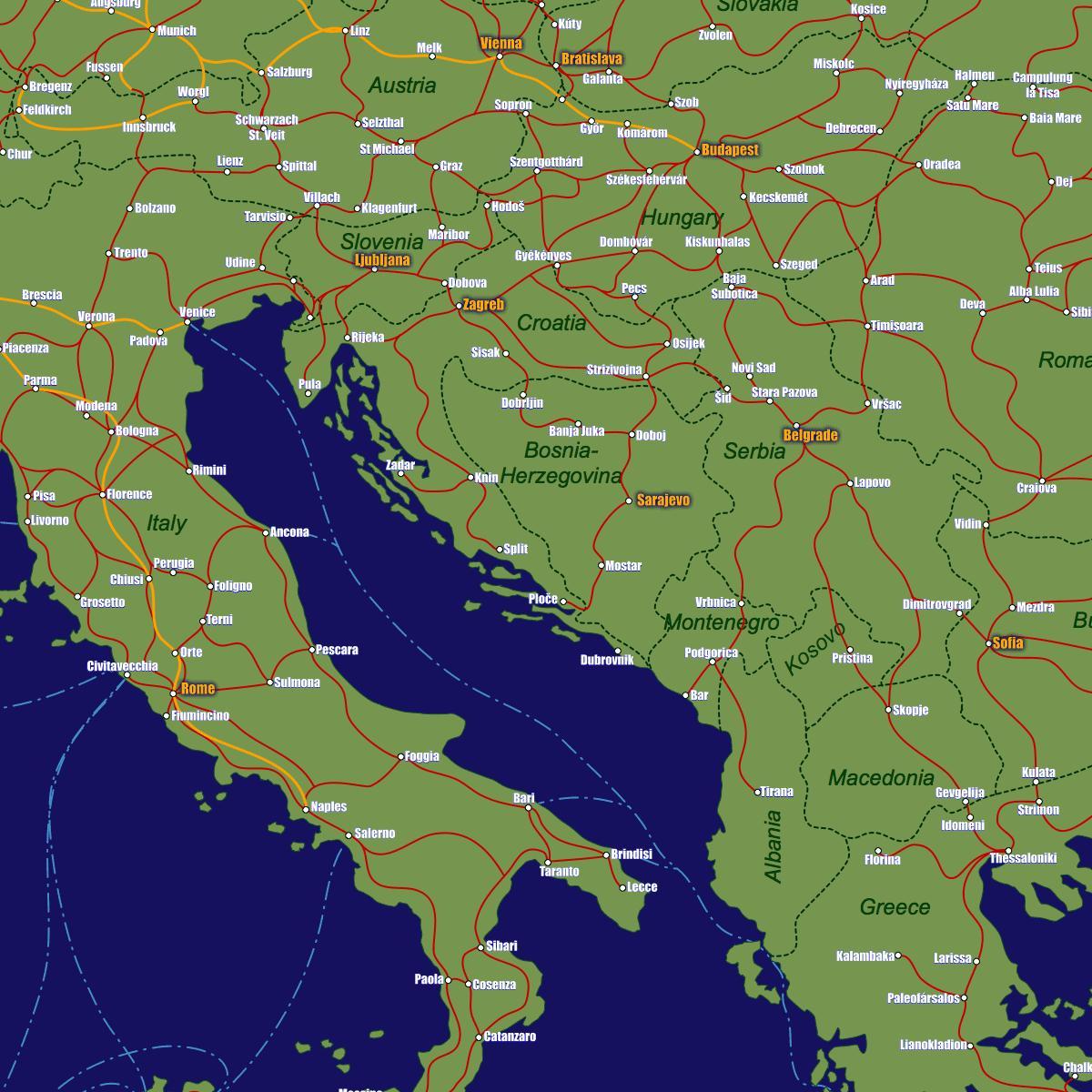 Bosna železničnú mapu