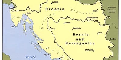 Mapa Bosne a Hercegovine a v okolitých krajinách