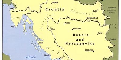 Mapa Bosne a Hercegovine a v okolitých krajinách